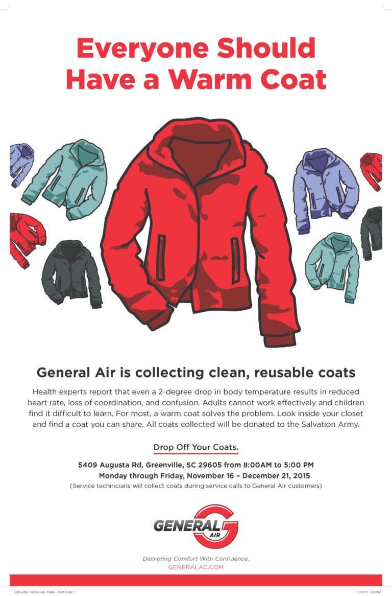 Coat drive graphic with text "everyone should have a warm coat"