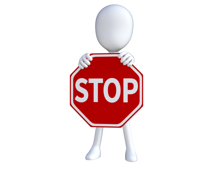 Graphic of a white figure holding a stop sign